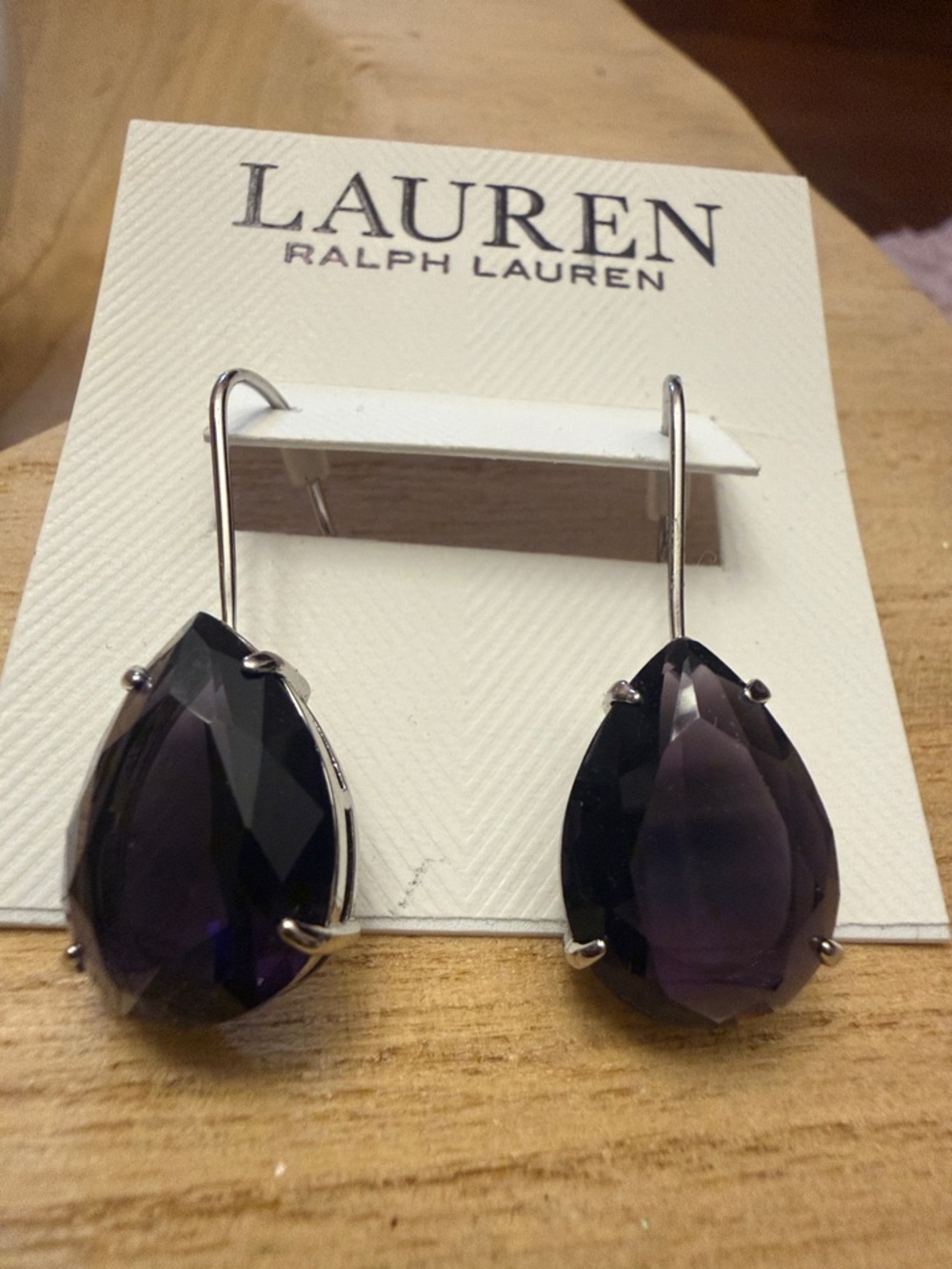 Lauren Ralph Lauren Purple Tear Drop Earrings
